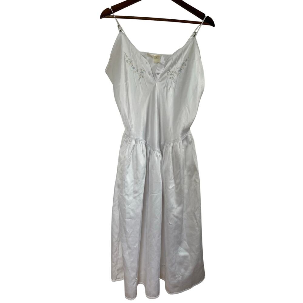 Vintage Gold Label Victoria’s Secret Satin Slip Dress Embroidery 90s Coquette